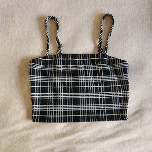 Forever 21 black and white grid cami crop top